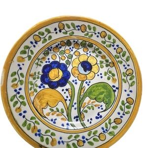 Vintage Spanish Art Pottery Plate – Hand-Painted "VG Spain" Floral Design – 10”